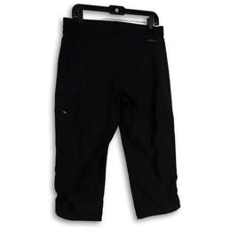 Womens Black Flat Front Stretch Zipped Pockets Ruched Capri Pants Size 12 alternative image
