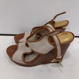 Michael Kors Women's  Tan and Brown Canvas and Leather Heels Size 8