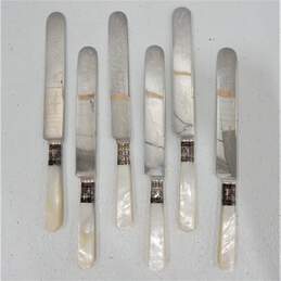 VNTG Meriden Cutlery Co. Sterling Silver Bolster Mother Of Pearl Handle Knives