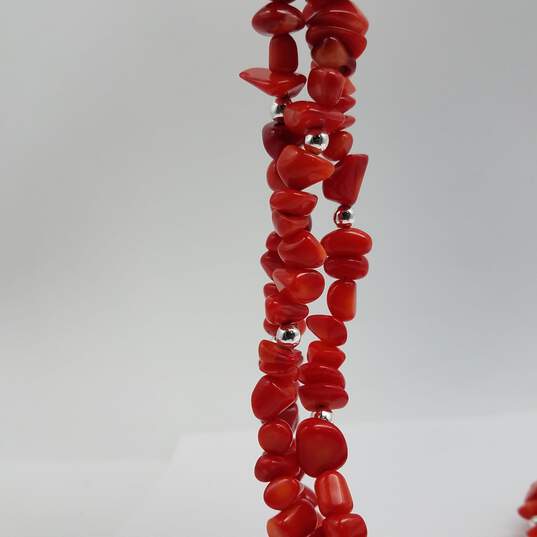 Metal Coral Nugget Triple 3 Strand 15 1/2 Inch Necklace 91.3g image number 4