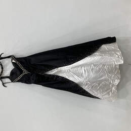 Womens Black White Beaded Halter Neck Bridesmaid Ball Gown Dress Size 8 alternative image