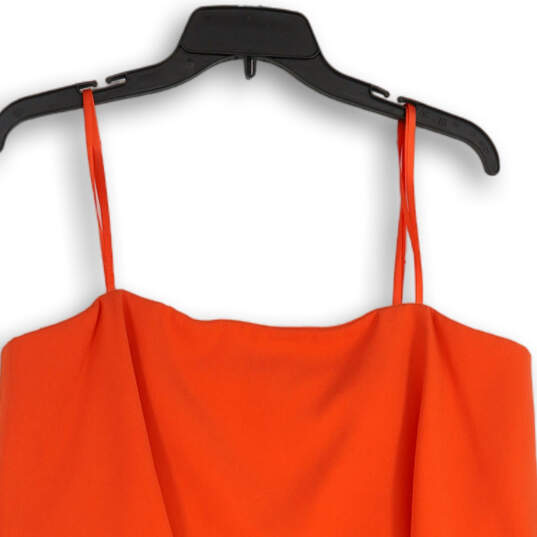 NWT Womens Orange Ruffle Strapless Back Zip Short Mini Dress Size 12 image number 3