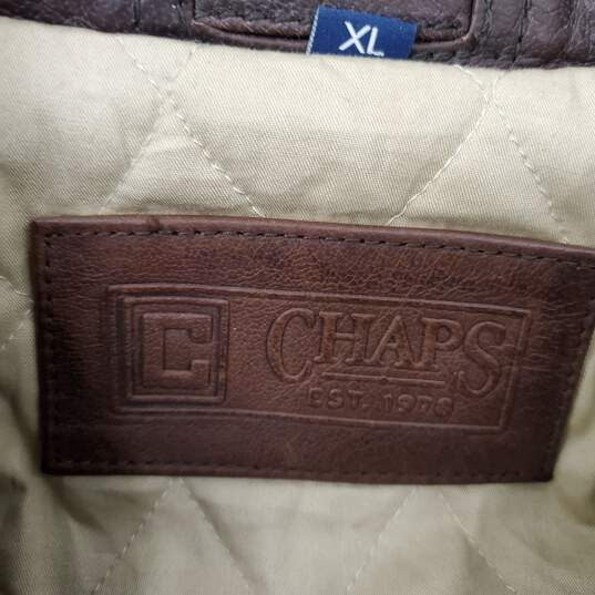 Chaps MN's Genuine Brown Leather Jacket Size XL image number 3