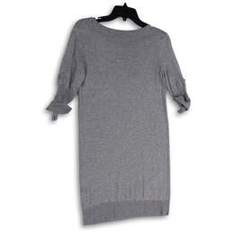 Womens Gray Round Neck Roll Tab Sleeve Knee Length Sweater Dress Size XS alternative image
