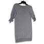 Womens Gray Round Neck Roll Tab Sleeve Knee Length Sweater Dress Size XS image number 2
