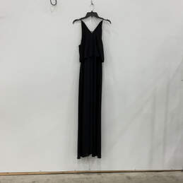 Womens Black Ruffle Keyhole Neck Sleeveless Side Zip Maxi Dress Size M alternative image