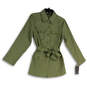 NWT Womens Green Long Sleeve Collared Pockets Waist Belt Trench Coat Size S image number 1