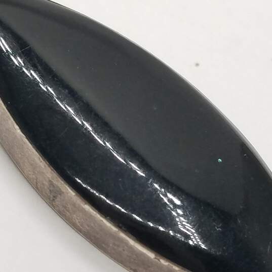 Sterling Silver Onyx Oval Elongated Pendant 19.2g image number 2