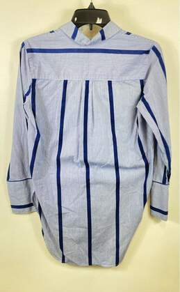 Madewell Women Blue Striped Tunic Button Up Shirt XXS alternative image