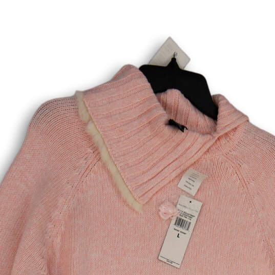NWT Womens Pink Knitted Collared Long Sleeve Pullover Sweater Size Large image number 3