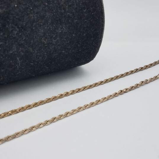 Sterling Silver Rose Quartz Pendant Rope Twist Necklace 22" 19.6g image number 2