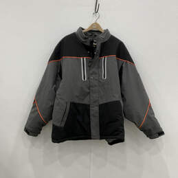 Mens Black Long Sleeve Pockets Insulated Full-Zip Windbreaker Jacket Sz 3XL