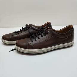 AUTHENTICATED Salvatore Ferragamo Newport Brown Leather Lace Up Sneakers Mens Size 10 alternative image