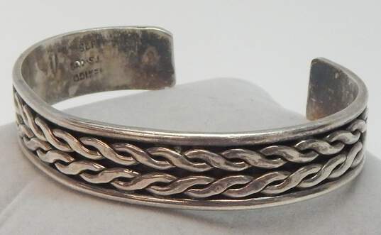 Taxco 925 Textured Woven Cuff Bracelet 32.3g image number 1