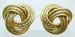 14K Gold Smooth & Twisted Rope Interlocking Circles Knot Post Earrings 4.7g