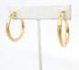 14K Gold Etched & Satin Finish Tube Hoop Earrings For Repair 2.8g image number 4
