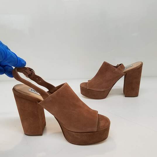Steve Madden CARTER Womens Taupe Suede Peep Toe Platform Slingback Sandal US 5.5 image number 2
