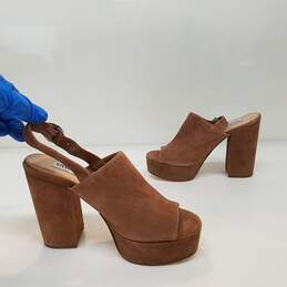 Steve Madden CARTER Womens Taupe Suede Peep Toe Platform Slingback Sandal US 5.5 alternative image
