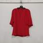 NWT Womens Red Short Sleeve V Neck Blouse Top Size Medium image number 1