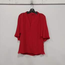 NWT Womens Red Short Sleeve V Neck Blouse Top Size Medium