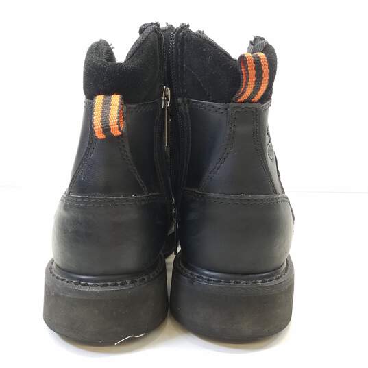 Harley Davidson Black Steel Toe Leather Ankle Lace Zip Boots Men's Size 7 M image number 4
