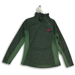 Womens Green Heather Mock Neck Long Sleeve Fleece Jacket Size M/L