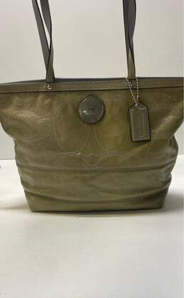 Coach Patent Leather Monogram Shoulder Bag Olive Green