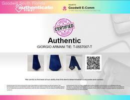 Authentic Giorgio Armani Mens Dark Blue Striped Designer Tie alternative image