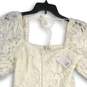 NWT Womens White Lace Floral Sweetheart Neck 3/4 Sleeve A-Line Dress Size M image number 3