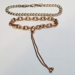 Sterling Silver Bronze Tone/Silver Double Rolo Chain Bracelet Bundle 2pcs 11.8g