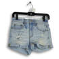 Womens Blue Denim Distressed Cuffed 5-Pocket Design Mom Shorts Size 2 Reg image number 1