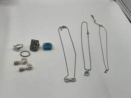 Set Of 8 Pcs Womens Silver Tone Necklace Earrings Rings 43.3g J0509333-G-01