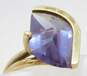 Modernist 12K Yellow Gold Color Change Sapphire Solitaire Ring 7.9g image number 5