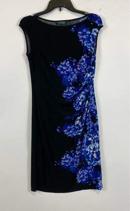 Ralph Lauren Womens Black Blue Floral Sleeveless Pullover Mini Dress Size 6
