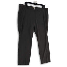 Womens Gray Flat Front Pockets Regular Fit Straight Leg Dress Pants Size 16