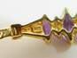 14K Yellow Gold Marquise Amethyst Diamond Accent Herringbone Chain Bracelet 3.9g image number 5