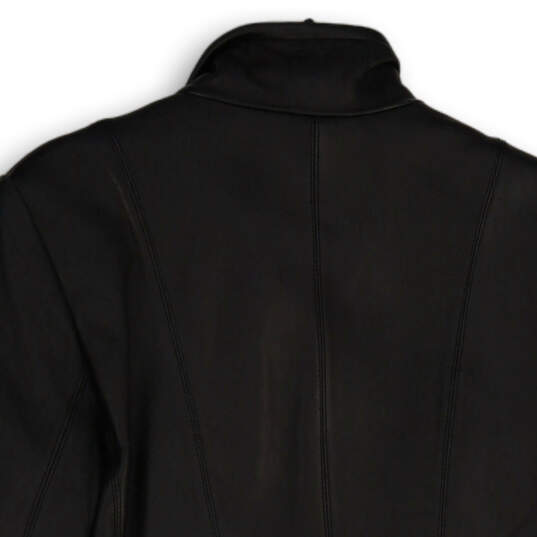 Womens Black Long Sleeve Mock Neck Full-Zip Leather Jacket Size S/CH image number 4