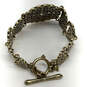 Designer Lucky Brand Gold-Tone Floral Etched Toggle Clasp Chain Bracelet image number 2