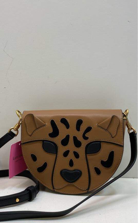 Kate Spade Leather Lucy Leopard Flap Crossbody Brown image number 1