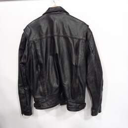 Men's Black Leather Motorcycle Jacket Size L alternative image