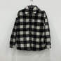 Womens Black White Check Collared Long Sleeve Button Front Jacket Coat Sz 0 image number 1
