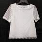 Womens White Lace Short Sleeve Round Neck Pullover Blouse Top Size PP image number 1