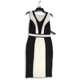 NWT 7th Avenue New York & Company Womens Black White Back Zip Pencil Dress Sz S
