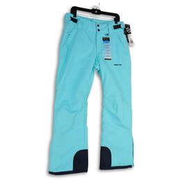 NWT Womens Blue Gray Slash Pocket Flat Front Snow Pants Size Medium
