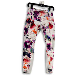 Womens Multicolor Floral Stretch Pull-On Activewear Cropped Leggings Size S