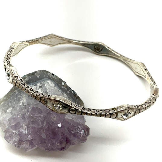 Designer Brighton Silver-Tone Crystal Stone Bangle Bracelet With Dust Bag image number 1