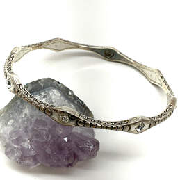 Designer Brighton Silver-Tone Crystal Stone Bangle Bracelet With Dust Bag
