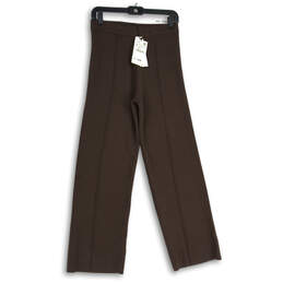 NWT Womens Brown Flat Front Elastic Waist Pull-On Ankle Pants Size Small