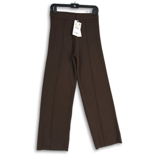 NWT Womens Brown Flat Front Elastic Waist Pull-On Ankle Pants Size Small image number 1