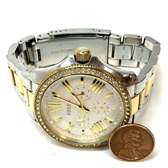 Designer Fossil AM4543 Two-Tone Round Chronograph Dial Analog Wristwatch image number 2